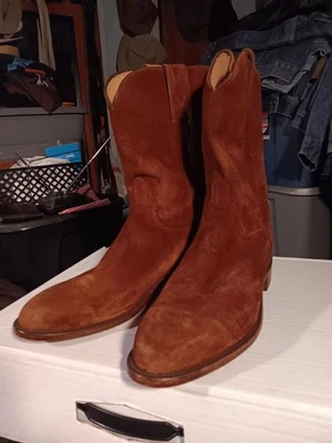 Lucchese Mens Lincoln Cognac Canyon Suede Ropers 11 1/2 D New - Image 1 of 4