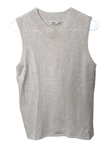 Faherty Size M Sweater Vest Womens Cashmere Wool Oatmeal Tan Beige Sleeveless - Picture 1 of 6