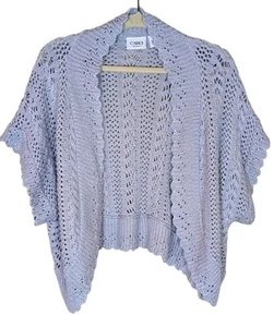Cato Woman Open Shrug Sweater Womens 18/20W Gray Lace Crochet Knit - Picture 1 of 9