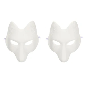 2 Count Phrase De Renard Enfant Homme Masques D'animaux À Peindre - Afbeelding 1 van 12