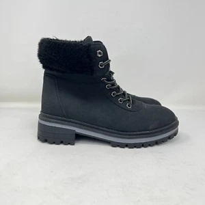 Marc Ecko Rhino Black Lace Up High Top Fur Lined Boots Women's Size 8 - Picture 1 of 10