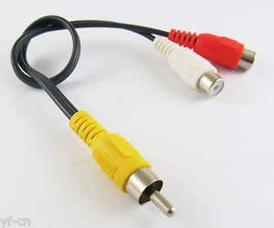 5pcs 28cm 1 RCA Male to 2 RCA Female Jack Y Splitter Audio Video Adapter Cable - Picture 1 of 6