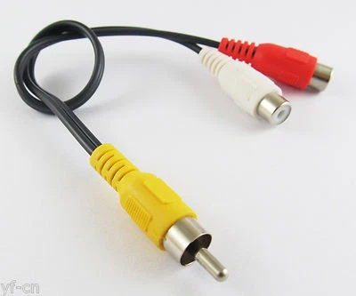 5pcs 28cm 1 RCA Male to 2 RCA Female Jack Y Splitter Audio Video Adapter Cable - Image 1 of 4