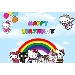 Hello Kitty Theme Party Decoration 5x3 ft Happy Birthday Backdrop Banner Decor - Picture 1 of 5