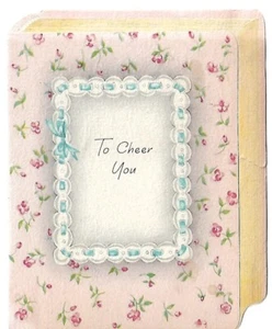VTG GET WELL CARD approx 5 x 4" - To Cheer You - Small Pink Rose Buds - Picture 1 of 3