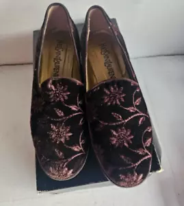 YSL YVES SAINT LAURENT Tango Cafe Leather Floral Shoes Flats Loafers Size 7 - Picture 1 of 8