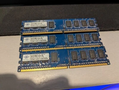 1GB DIMM 800 MHz PC2-6400 DDR2 Memory, Nanya 3 Pieces Totalling 3GB - Image 1 of 2