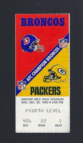 SHANNON SHARPE vs STERLING SHARPE 1990 NFL PACKERS @ BRONCOS TICKET STUB Cover