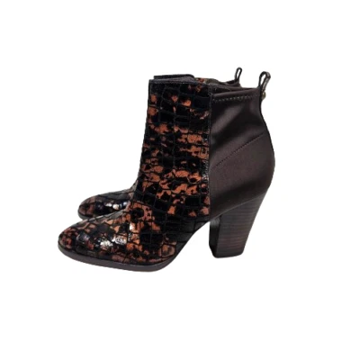 Donald J Pliner Sasse Booties Women's Size 6.5 Croc Embossed Ankle Boots Brown - Image 1 of 4