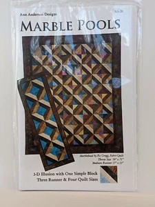 Marble Pools Quilt Pattern 3D Illusion 59x71 Runner 17x53 Marblehead Fabri-Quilt - Picture 1 of 2