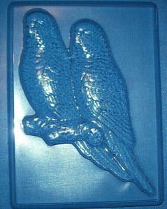 LARGE RECTANGLE WITH TWO BUDGERIGAR BIRDS CHOCOLATE MOULD OR PLASTER MOULD