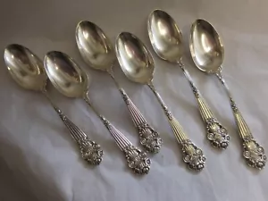 TOWLE GEORGIAN 1898 SET 6 STERLING SILVER 5 O'CLOCK TEASPOONS 5 5/8" NO MONOGRAM - Picture 1 of 8
