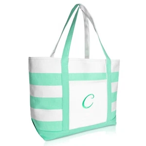DALIX Monogram Beach Bag and Totes for Women Personalized Gifts Mint Green A-Z - Picture 1 of 109