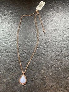 Authentic Alex and Ani Blue Lace Agate 19" Adjustable 14kt RGP NECKLACE 🎁 - Picture 1 of 5