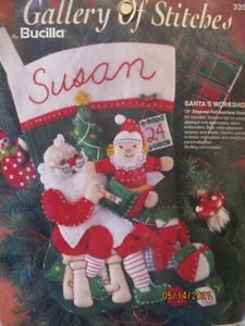 Bucilla Gallery of Stitches Felt Christmas Stocking Kit Santa’s Workshop 33508 - Picture 1 of 3