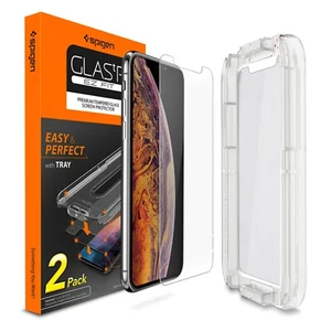 Paquete de 2 protectores de pantalla de vidrio templado Spigen GLAS.tR EZ Fit para iPhone XS | - Imagen 1 de 10