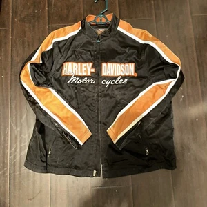 Harley Davidson Damen Reitjacke bestickt Baumwolle/Nylon schwarz Größe 1W - Bild 1 von 8