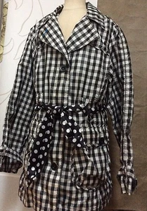 GIRLS EURO RAIN COAT JACKET Black & White CHECK GINGHAM Reset Brand 152/12 US - Picture 1 of 5