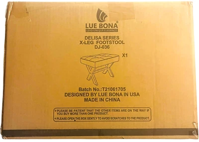 LUE BONA Foot Stool - Delisa Series X-Leg Footstool DJ-036 - Linen Color - Image 1 of 4