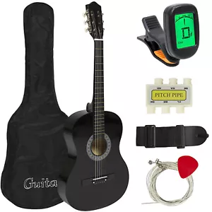 KIT PACCHETTO CHITARRA ACUSTICA 38' PER PRINCIPIANTI CON CINTURINO DIGITALE ETUNER PICC PITC - Foto 1 di 4