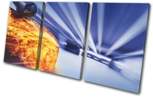 Racing Fire Purple Transportation TREBLE CANVAS WANDBILD Bild Druck - Bild 1 von 1