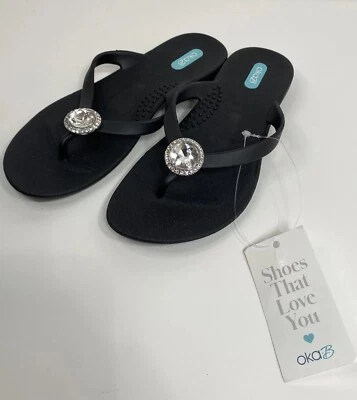 Sandálias tanga de borracha feminina Oka-B tamanho 6 halo alcaçuz cristal transparente - Imagem 1 de 4