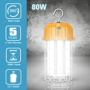 80W Hanging Temporary High Bay Work Lights Job Site Shop Area Lamp with US Plug - Picture 1 of 12