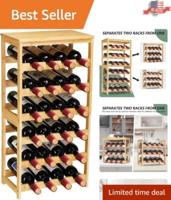 Stylish 24-Bottle Bamboo Wine Rack - Ideal for Dining Room & Living Room - Image 1 of 4