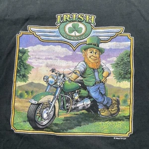 Y2K Irish Leprechaun Classic Motorcycle Harley Run T-Shirt Black XLarge Mack Vintage - Bild 1 von 4