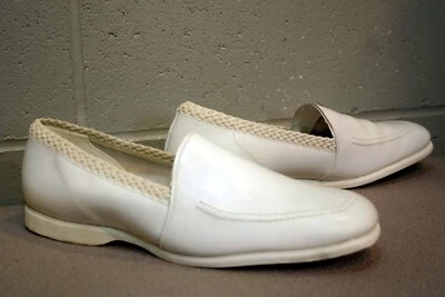 NOS Sz 9.5 M Vtg 70s Nurse Shoe Uniform Waitress White Leather 9 1/2 Fantasy - Image 1 of 4