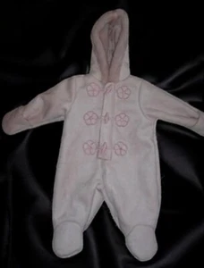 ~ FIRST IMPRESSIONS Pink Faux Suede Hooded Snowsuit Faux Fur Lining 0-3 month - Picture 1 of 5