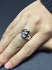 Size 8, vtg sterling silver handmade ring, 925 ribbed band, stamped 925