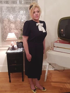 Vestido negro retro vintage de Albert Nipon talla 12 - Imagen 1 de 4