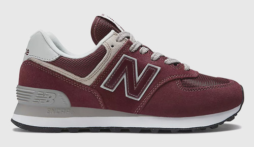 NEW BALANCE 574 Core scarpe sneakers donna rete e camoscio taglia 7 grigio bordeaux