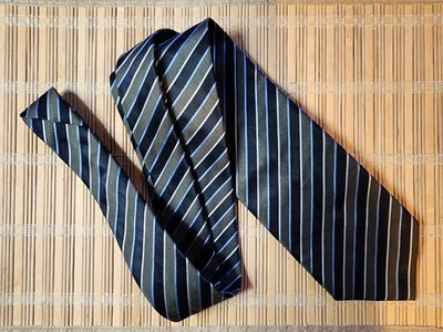 Bergamo New York Men's Blue & Green Striped Silk Neck Tie (59"×3.75") - Image 1 of 2