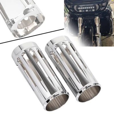 2" Extend Chrome Fork Cans Boots Cover For Harley CVO Street Glide Ultra Limited - Image 1 of 4