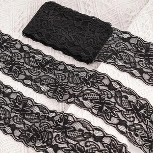 VGOODALL 3 Inch Black Lace Ribbon, 10 Yards Wide Lace Trim for Sewing Elastic - Picture 1 of 7
