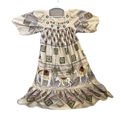 复古 Ramona Rull 沙漠长衫连衣裙波西米亚自由尺寸流苏 Mrs. Roper Ad3 — 第 1/4 张图片