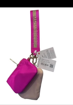 Cartera Muñequera Llavero Doble Bolsa Lululemon Rosa y Dorado Foto 1 de 3