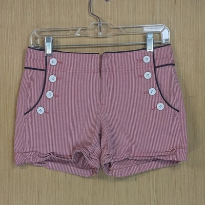 Tommy Hilfiger Pantalones Cortos Rojo Blanco Rayas Marinero Cintura Alta Micro Mini Para Mujer 2 Foto 1 de 4