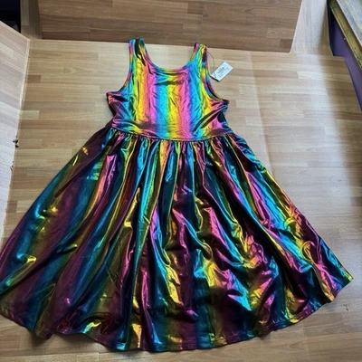 Vestido Rosa Pollo Niñas Liza Lamé en la Oscuridad Arco Iris Color Talla 12 Nuevo con Etiquetas Foto 1 de 4