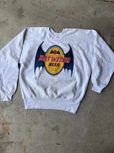 VTG Batman Batweiser Beer 80s Air Wavers XL RARE FUNNY Sweatshirt Crewneck - Picture 1 of 6