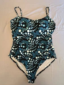 Catalina Womens Swimsuit Black Teal White Dots 16/18 XL - Picture 1 of 5