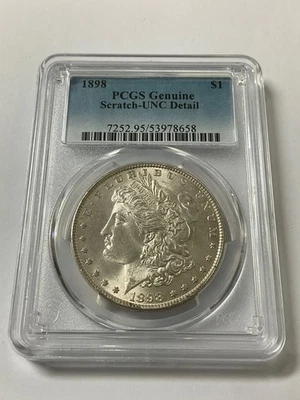 1898  Morgan Silver Dollar $1 PCGS Scratch Detail UNC 53978658 - Image 1 of 2