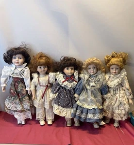Vintage Porcelain Doll Job Lot Of 5X Doll Bundle No Stands - Picture 1 of 8