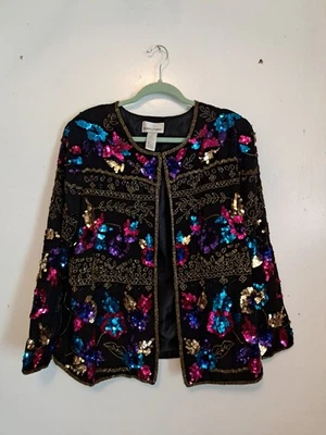 Chaqueta para mujer Drapers and Damons adornada con lentejuelas bordada talla grande Foto 1 de 4