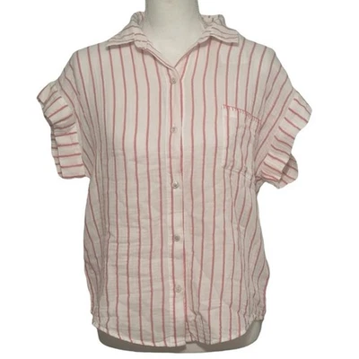 Top para dormir PJ Salvage Live in Moment rosa/blanco rayas con botones cuello abajo nuevo con etiquetas Foto 1 de 4