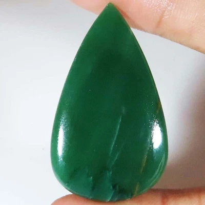 A+ Top Natural Green Serpentine 50.85 Cts Pear Cabochon 26x45x5 mm Gemstone Y11 - Image 1 of 4
