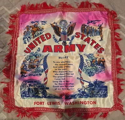 Almohada de colección decretiva del ejército de los Estados Unidos de la Segunda Guerra Mundial Sham-Mother Foto 1 de 2