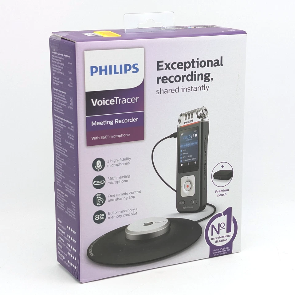 Philips DVT8110 VoiceTracer Meeting Recorder with 360° Microphone - 8 GB - Image 1 of 4